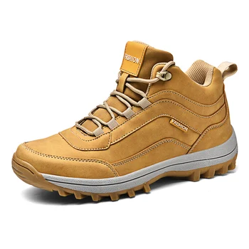 Ingiliz Tarzı Erkek Botları Sonbahar Kış Erkek Botları gündelik spor ayakkabısı Su Geçirmez kaymaz Açık yürüyüş ayakkabıları Boyutu 39-48