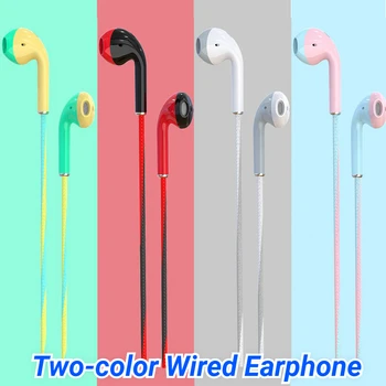 Iki Renkli Kulak Kablolu mikrofonlu kulaklıklar Taşınabilir 3.5 mm Fiş Stereo Dinamik Spor Müzik Oyun Kulaklık Kulakiçi