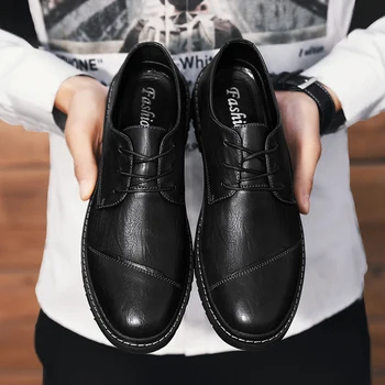Erkek Bölünmüş Deri düz ayakkabı Rahat rahat ayakkabılar Ayakkabı Resmi erkek resmi ayakkabı Dantel-up Nefes Oxford Ayakkabı