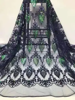 Son Elbise tasarım kumaş / Sequins nakış Afrika dantel Fransız tül iplik örgü dantel Dikiş için Parti elbiseler düğün elbisesi