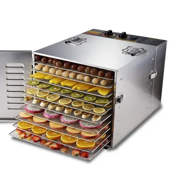 Paslanmaz çelik Gıda Kurutucu Meyve Sebze Herb Kurutma Makinesi Aperatifler Et Kurutulmuş Ticari 10 Katlı Gıda Kurutma Makinesi 110V 220V
