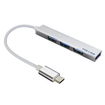 4 Port Splitter Tip-C USB 2 0 HUB Dönüştürücü Adaptör Kablosu PC Dizüstü Bilgisayar Yerleştirme İstasyonu Gümüş