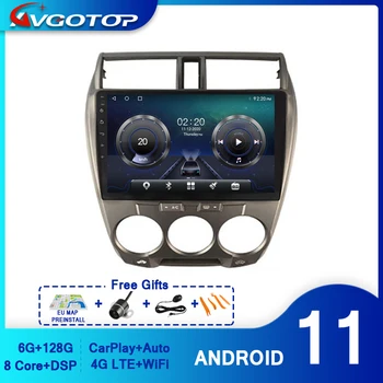 AVGOTOP Android 11 Araba Radyo Honda CİTY 2008-2013 için Manuel A / C Carplay Navigasyon WiFi GPS Araç Multimedya