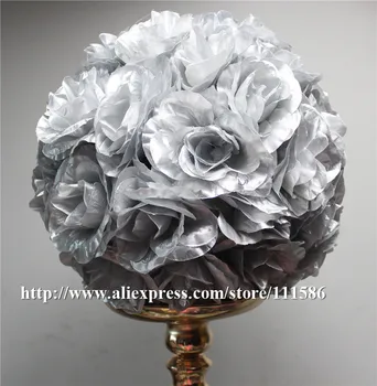 SPR 50 cm düğün yapay ipek çiçek topu plastik iç-slivery-öpüşme topu