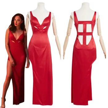 Kırmızı Uyarı Bishop Cosplay Kostüm Seksi Derin V Elbise Kıyafetler Cadılar Bayramı Karnaval Elbise