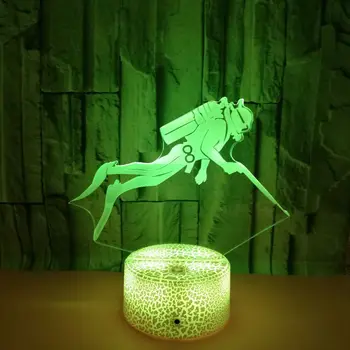 Dalgıç 3D Gece Lambası 7 Renk Değişimi yatak odası dekoru Led Aydınlatma Illusion Gece Lambası Doğum Günü Yılbaşı Hediyeleri Çocuklar için Arkadaş