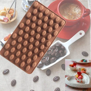 1 adet 55-Cavity Mini Kahve Çekirdeği silikon kalıp çikolatalı kurabiye kalıbı kek dekorasyon kalıbı