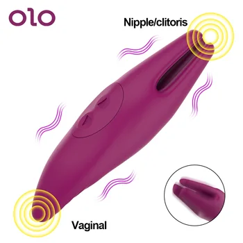 OLO Yapay Penis Vajinal Masaj G Noktası Vibratör Değnek 9 Frekans Çift Taraflı Kullanım Meme Klitoris Rotasyon Stimülatörü Seks Oyuncakları kadın için