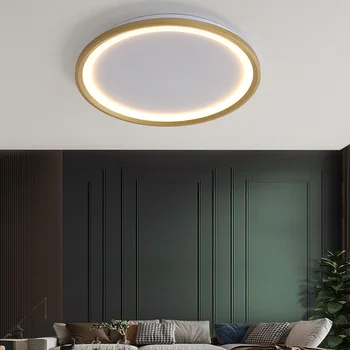 Uzaktan Karartma LED tavan ışık akrilik Basit altın Veya beyaz Modern yuvarlak panel lambası yemek oturma odası mutfak ev Deco
