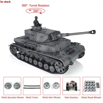 1/16 HENG UZUN Gri 7.0 Özelleştirilmiş Panzer IV F2 RTR RC Tankı 3859 Metal Tekerlekler BB Pelet 360 Rotasyon Taret Duman Ünitesi TH17417