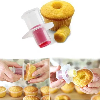 Kek Tart Piston Kesici Plastik Yaratıcı Cupcake DIY Pasta Dekorasyon Bölücü Dolgu Modeli Çerez Delik Kazıcı Pişirme Araçları