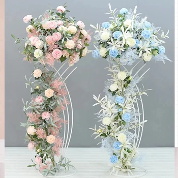 4 ADET Çiçek Vazo zemin vazoları Sütun Standı Metal Yol Kurşun Düğün Centerpiece Geometrik Pot Masa Raf Ev Olay Dekor İçin
