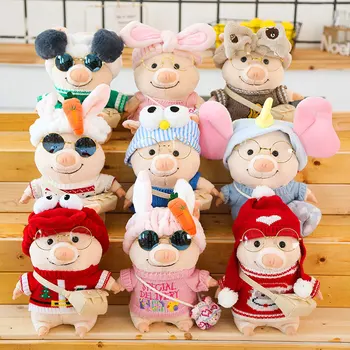 25 cm Kawaii Cafe domuz peluş oyuncak Peluş soyunma domuz oyuncak bebekler Sevimli Dolması Bebek Yumuşak Hayvan Bebekler Çocuk Oyuncakları doğum günü hediyesi