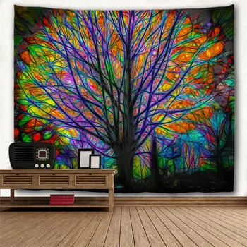 Baskı Goblen Büyük Ağaç Duvar Asılı Polyester Odası Dekorasyon Halı Güzel Tasarım Manzara Battaniye
