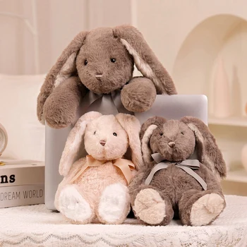 Sıcak Dolması Uzun Kulak Tavşan Yumuşak peluş oyuncaklar Uyku Sevimli papyon Tavşan Karikatür Hayvan Bebekler Çocuk Bebek Kız doğum günü hediyesi