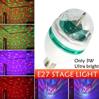 E27 LED 3W RGB Sahne Aydınlatma Etkisi LED Otomatik Dönen Tatil Lambası 85V-265V Disko DJ Parti Tatil Dans Noel Aydınlatma