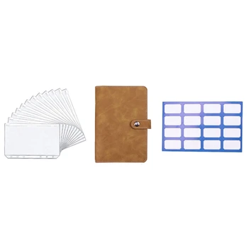 Kahverengi Bütçe Bağlayıcı, pu deri cüzdan Nakit Kuponları, Planlayıcısı notebook kılıfı 12 Zip Zarflar