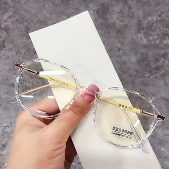 Retro Tasarımcı Metal Sıfır Diyoptri Gözlük Lüks Yuvarlak Gözlük Çerçeve Optik Düz Miyopi Çerçeve Ayna Unisex Gözlük