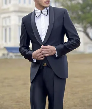 2022 Yeni Siyah Şal Yaka Resmi Erkek Takım Elbise 2 Parça (Ceket + Pantolon + Kravat)son Tasarımlar Slim Fit Balo Smokin Blazer Custom Made