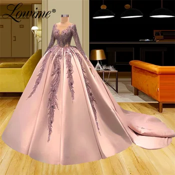 Lowime Kabarık Uzun balo kıyafetleri Aplike Parti Elbise Düğün İçin 2022 Yeni Varış Arapça Kırmızı Halı kutlama elbiseleri Balo Abiye