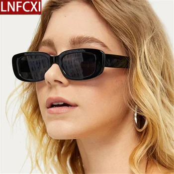 LNFCXI Küçük Dikdörtgen Güneş Gözlüğü Kadın Erkek Vintage Marka Tasarımcısı Kare Leopar Kırmızı Gözlükleri Shades UV400