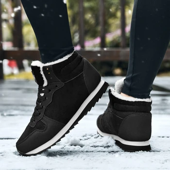 Erkek Kar Botları Yüksek Kaliteli Çift Ayakkabı Büyük 48 yarım çizmeler Sıcak Tutma kadın Rahat Spor Yürüyüş koşu ayakkabıları