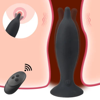 Kablosuz Uzaktan Kumanda Anal Vibratör 10 Hızları Yapay Penis Vibratör Butt Plug prostat masaj aleti Masturbators Anal Seks Oyuncakları Kadınlar için