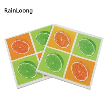 [RainLoong] Meyve Kağıt Peçete Turuncu Şenlikli ve Parti Doku Baskılı Peçete Kokteyl dekorasyon kağıdı 33*33cm 5 paket