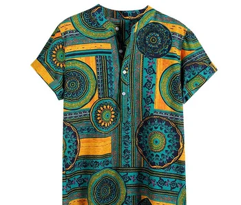 Afrika Giysi 202 Haber Erkekler Dashiki Baskı yazlık gömlek Bazin Riche Moda Tribal Erkek Hip Hop Etnik kısa kollu giyim