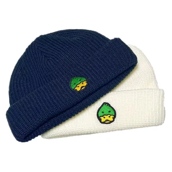 Insan Yapımı Hayvan Nakış Yeşil Başlı Ördek Çok Yönlü Yün Örme Şapka erkek ve kadın Soğuk Şapka Kavun Cilt Şapka