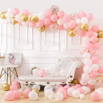 118 adet / takım Pembe Balon Garland Kemer Kiti Doğum Günü Partisi Süslemeleri Beyaz Altın Balonlar Gelin Düğün Dekor Bebek Duş