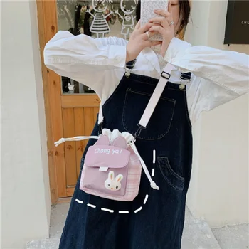 Sevimli küçük çanta kadınlar için yeni moda karikatür kova çanta sanat öğrenci kanvas çanta tek omuz crossbody çanta sevgililer hediye