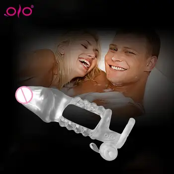 Vibratör prezervatif kullanımlık seks oyuncak Erkekler Kristal Prezervatif Penis Extender yetişkin için