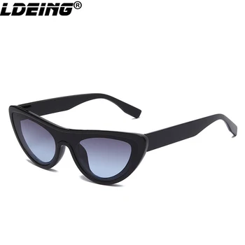 Güneş gözlüğü Avrupa ve Amerika Birleşik Devletleri moda kedi göz küçük çerçeve üçgen leopar güneş gözlüğü teal degrade uv400 açık