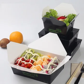100 Adet Gurme mutfak Tek Kullanımlık gıda kapları kağıt ambalaj kutusu ambalaj kutusu gıda fast food dükkanı restoran tedarikçisi