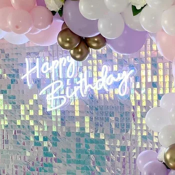 Mutlu Doğum Günü Led Neon Burcu Ev Gerçek Cam Estetik Hediye Fikri Akrilik Light Up oda duvar dekoru Bar Parti Pencere Reklam Büyük