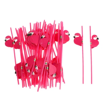 25 adet Tropikal Flamingo Payet 3D Plastik pipet Düğün Kutlamak için Parti Sofra Barware Favor Yaz Havuzu Saman