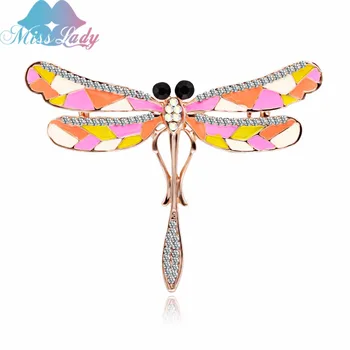 Bayan Bayan Emaye Kertenkele böcek yusufçuk renk Broş Kadınlar Kızlar için Korsaj vintage Broş etiket pimleri takı moda