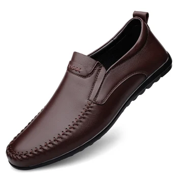 Adam Yeni Marka Moda İnek Derisi rahat ayakkabılar Hombre Nefes İş Loafer'lar Moccasins Erkek Slip-on Eğlence Rahat sürüş ayakkabısı