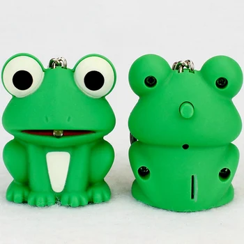 Komik Güzel Yeşil Kurbağa Anahtarlık led ışık Ses Anahtarlıklar Çocuk Oyuncak Hediye Süslemeleri Çanta Anahtarlıklar Güzel Anahtarlık