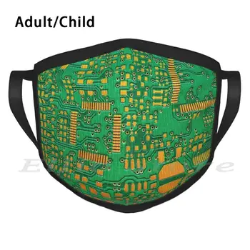 Yeşil Elektronik devre Baskı Yıkanabilir Anti Toz Eşarp Maskesi yeşil tahta Çip Devre Çekim Bileşen Bilgisayar