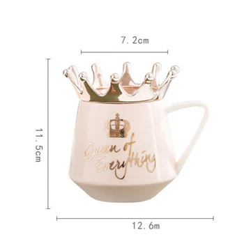 Kraliçe Her Şey Kupa Taç Kapak ve Kaşık Seramik Kahve Fincanı Hediye Kız Arkadaşı Eşi için HEE889