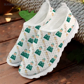 ELVISWORDS Doktor Baskılı Marka Tasarım Rahat kadın yürüyüş ayakkabısı Eğlence Flats Ayakkabı Kadın üzerinde Kayma zapatos mujer