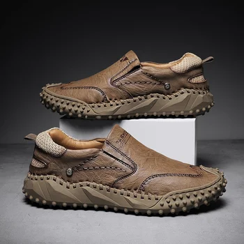 2022 Erkekler Moda rahat ayakkabılar deri ayakkabı İngiliz tarzı ayakkabılar Üzerinde Kayma deri makosenler Ayakkabı Platformu Yumuşak tek ayakkabı