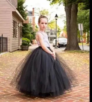 Kızlar Siyah Kabarık Uzun Tutu Etekler Bebek Yürüyor El Yapımı Dans Pettiskirts Alt Etek Çocuklar Noel Partisi Kostüm Etekler