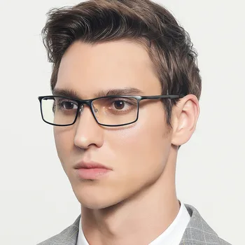 Alüminyum kare gözlük çerçevesi erkekler bilgisayar mavi ışık engelleme gözlük optik reçete gözlük çerçeveleri şeffaf gözlük erkek