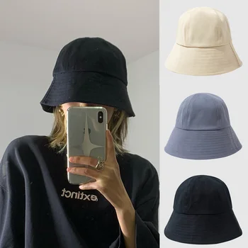 MueRaa Kore Tarzı Bahar Yaz Kadın Erkek Kova Şapka moda Kapaklar Bez Unisex Ayarlanabilir balıkçı şapkası güneş şapkası balıkçı şapkası