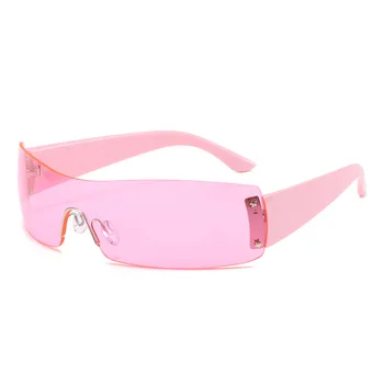 Ins Tek Parça moda güneş gözlükleri UV400 Koruma Dikdörtgen Çerçeve Küçük Lens Gözlük Giyinmek için Temalı Sahne FS99