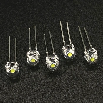 100 adet / grup beyaz 5mm F5 Hasır Şapka LED Avize Kristal lamba yuvası Büyük Çekirdek Çip 6-7LM ışık yayan diyotlar led DIY ışıkları