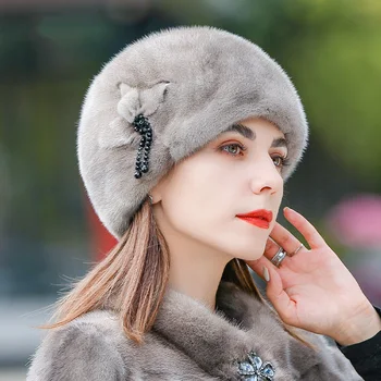 Sıcak Satış Moda Kış Sıcak Kadın Vizon Şapka Baotou Kap Türban Kap kadın Kış Kalınlaşmış Sıcak Bere Rus Kapaklar